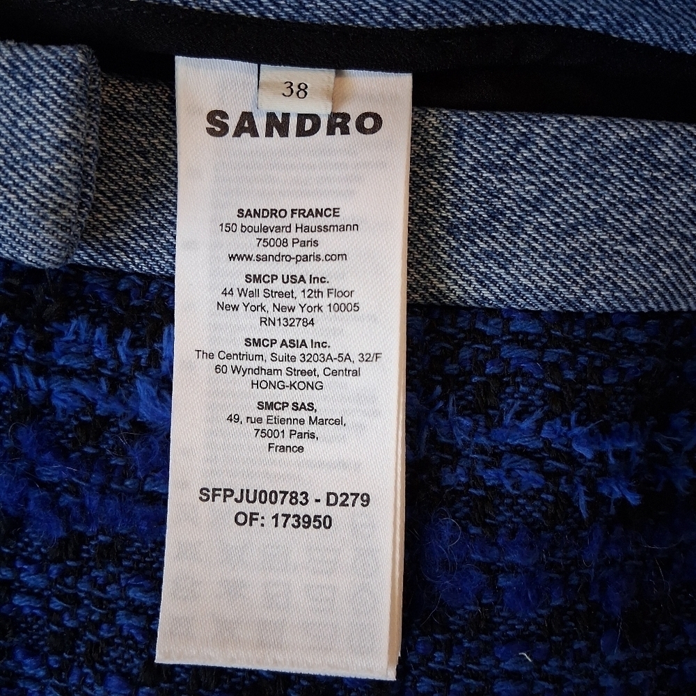 Sandro Cobalt Blue Tweed Mini Skirt Size 6 - Picture 7 of 9